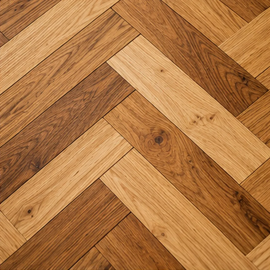 Detalle de tablas de roble colocadas en espiga